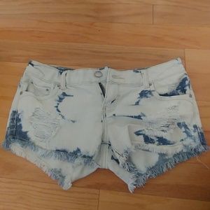 Cut-off short shorts that appear acid washed!